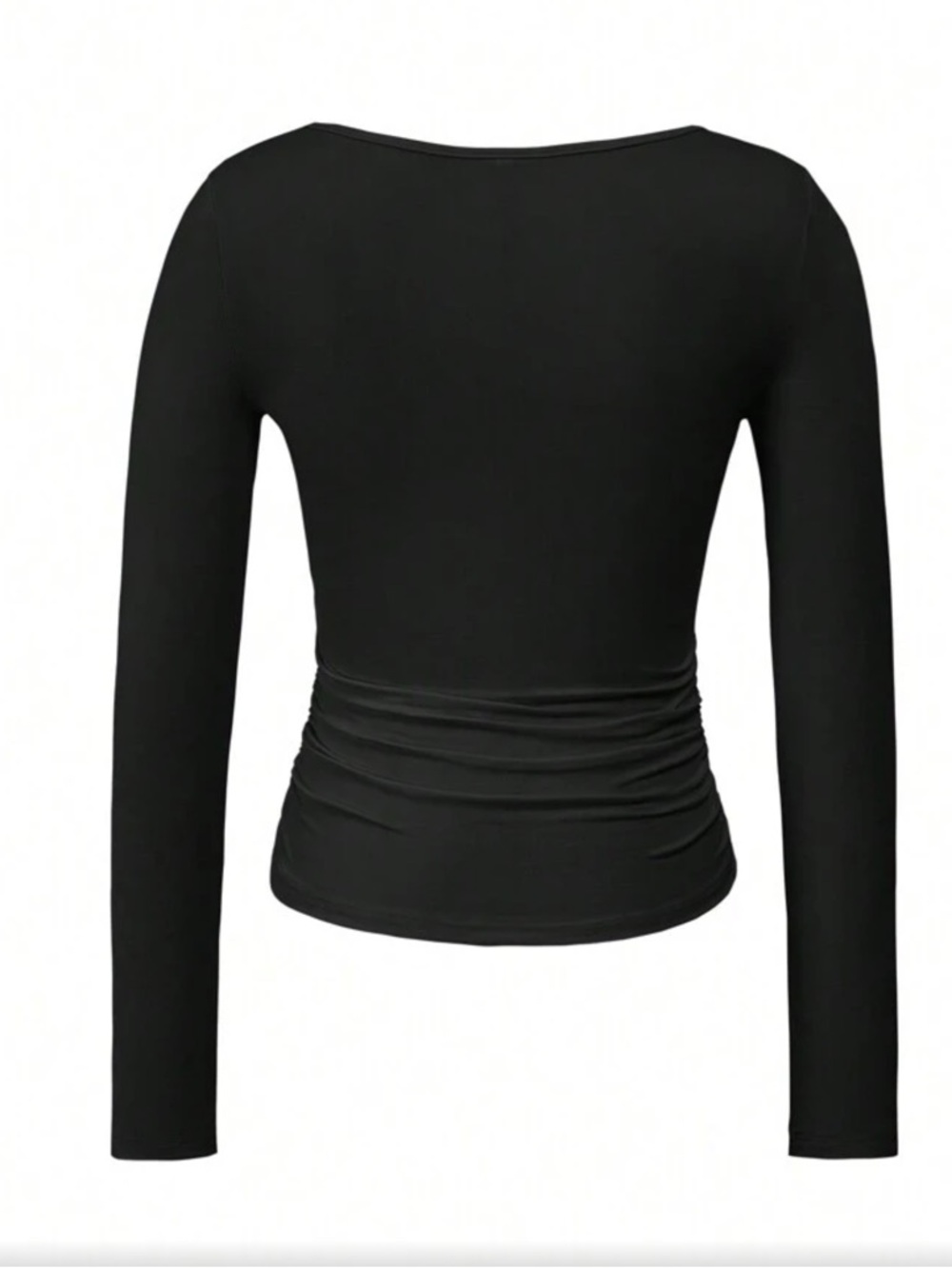Black square neck Long Sleeve Top - Picture 2 of 6